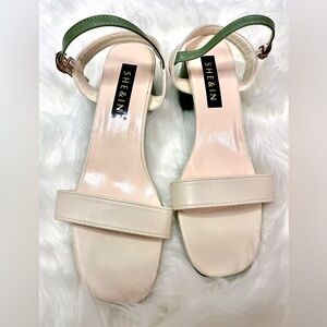 SHEIN white and green sandal heels